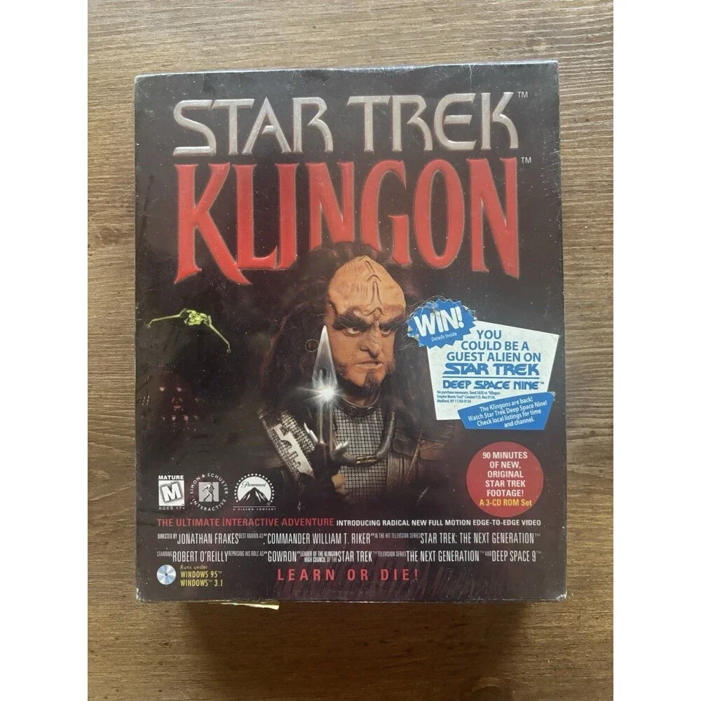 Star Trek Klingon PC Game Sealed 1996 3 CD-ROM Deep Space Nine Promo